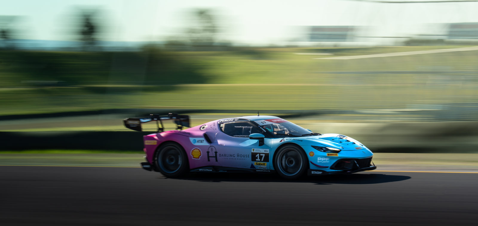 Ferrari 296 GT3 panning shot