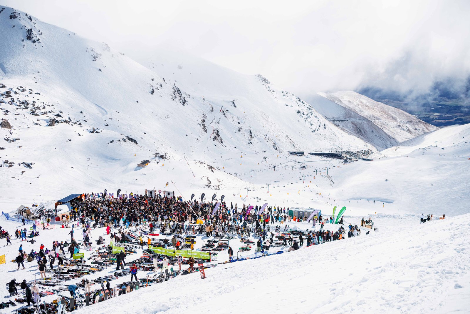 Wide view of the festival crowd on the mountain