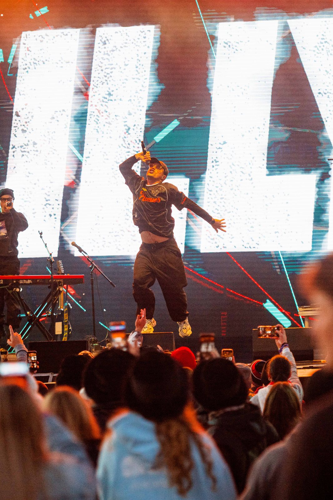 Performer mid-air on the Main Arena stage