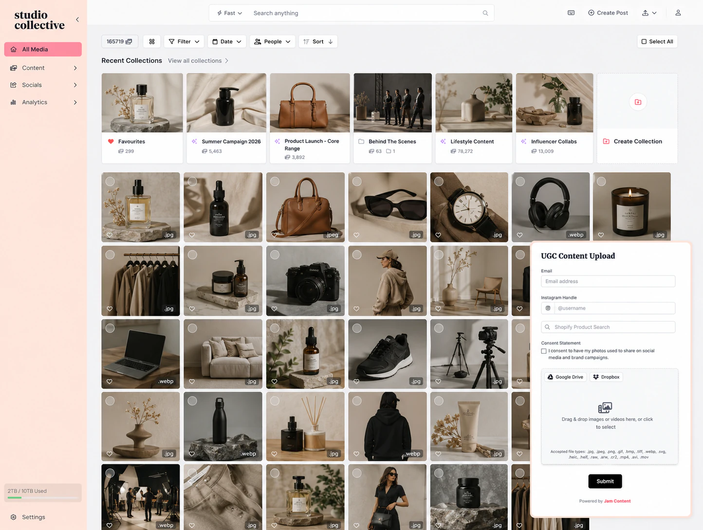 The Jam media library: incoming assets, tags and search in one workspace